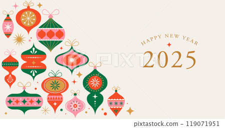 Christmas card, banner in modern minimalist geometric style. Merry Christmas colorful illustration 119071951