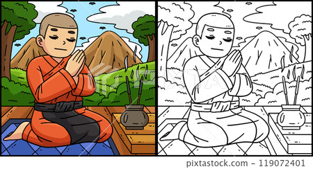 Buddhism Female Offering Prayer Illustration Buddhism Female Offering Prayer Illustration 119072401