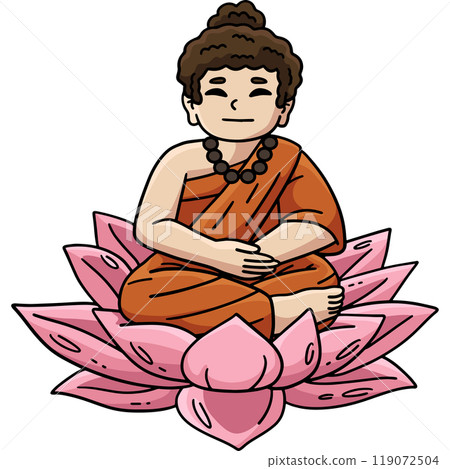 Buddhism Buddha Sitting on Lotus Flower Clipart Buddhism Buddha Sitting on Lotus Flower Clipart 119072504