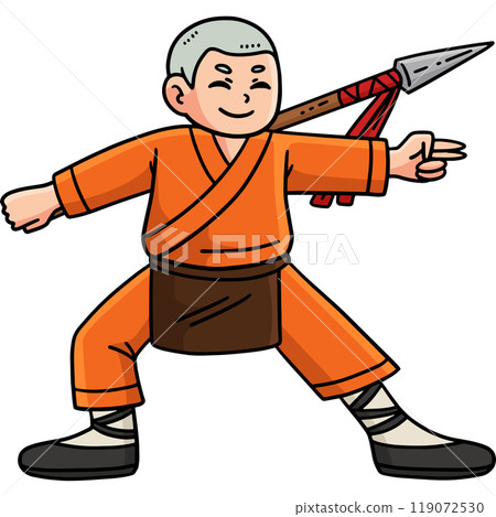 Buddhism Buddhist Shaolin Monk with Spear Clipart Buddhism Buddhist Shaolin Monk with Spear Clipart 119072530