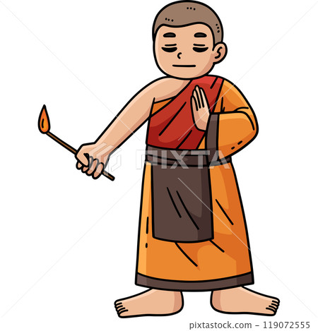 Buddhism Monk Lighting Prayer Incense Clipart Buddhism Monk Lighting Prayer Incense Clipart 119072555