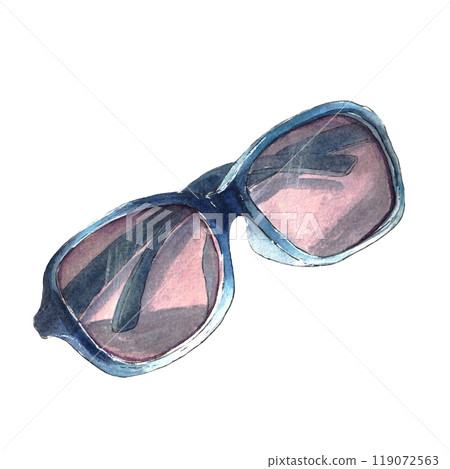 Watercolor sunglasses sketch. Glamour accessory for summer  119072563