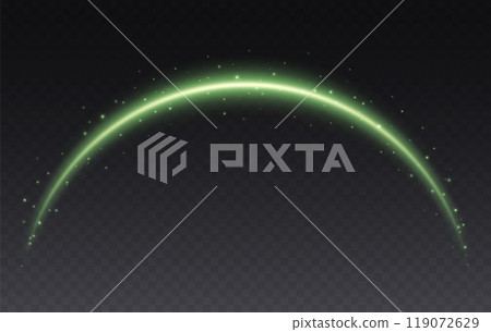 Magic arch with sparkles, glowing arc with stars. shooting star tail light effect. 119072629