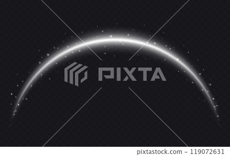 Magic arch with sparkles, glowing arc with stars. shooting star tail light effect. 119072631