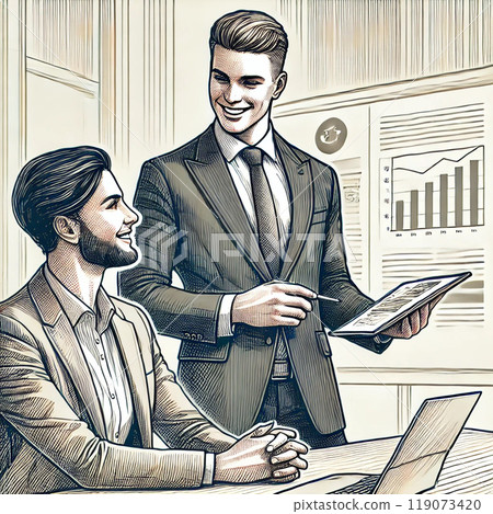 Businessmen using tablets Businessmen using tablets 119073420