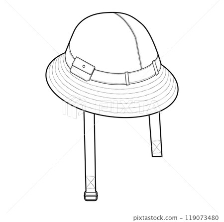 Modular Bucket Hat with pocket. Summer Head Fashion accessory cap clothing technical illustration. Vector headgear for Modular Bucket Hat with pocket. Summer Head Fashion accessory cap clothing technical illustration. Vector headgear for 119073480