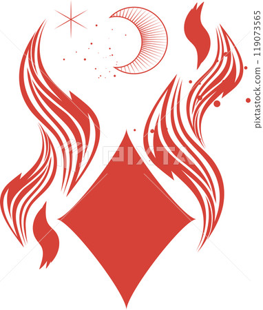 Burning Diamond and Moon Playing Card Symbols 119073565