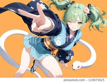 [新年賀卡]2025年新年賀卡插畫素材蛇年（AI圖像） 119073625