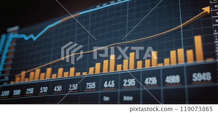 Graph or block diagram shows the increase or decrease of shares, which means financial loss or gain 119073865