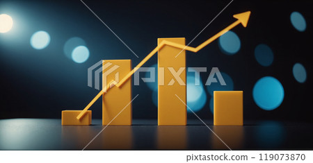 Graph or block diagram shows the increase or decrease of shares, which means financial loss or gain Graph or block diagram shows the increase or decrease of shares, which means financial loss or gain 119073870