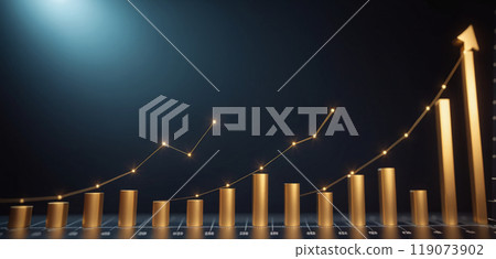 Graph or block diagram shows the increase or decrease of shares, which means financial loss or gain Graph or block diagram shows the increase or decrease of shares, which means financial loss or gain 119073902