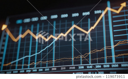 Graph or block diagram shows the increase or decrease of shares, which means financial loss or gain Graph or block diagram shows the increase or decrease of shares, which means financial loss or gain 119073911