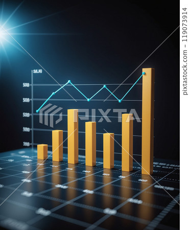 Graph or block diagram shows the increase or decrease of shares, which means financial loss or gain Graph or block diagram shows the increase or decrease of shares, which means financial loss or gain 119073914