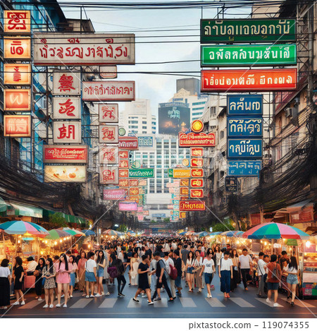 The hustle and bustle of downtown Southeast Asia 119074355