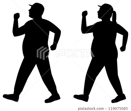 胖男人和女人走路 119075085
