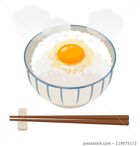 用筷子炒蛋飯的向量圖 119075172