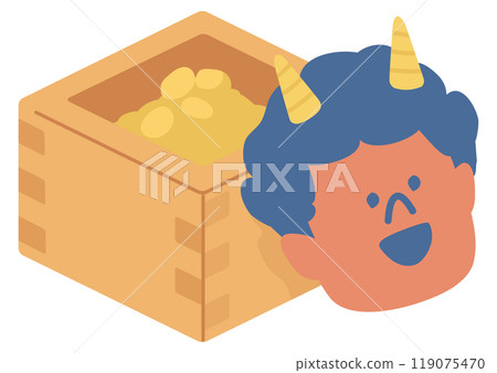 惡魔面具與節分豆插畫 惡魔面具與節分豆插畫 119075470