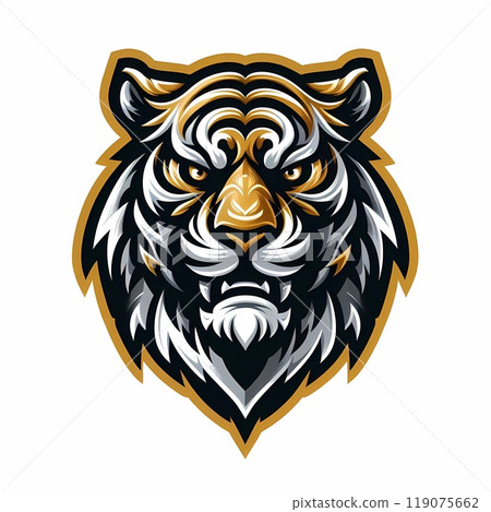 Tiger Logo in gold and silver metallic colors  119075662