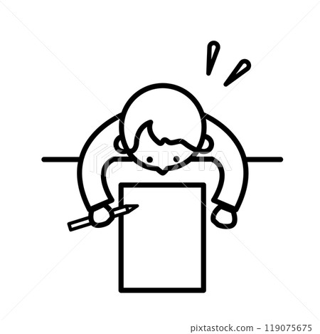 一個孩子努力考試的插圖 119075675