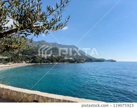 Beautiful landscape of a Kamenovo pebble beach 119075923