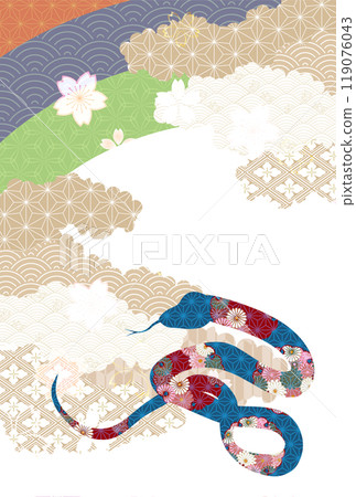 Snake New Year's card zodiac background 119076043