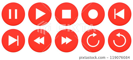 Video and music play button icon illustration set 119076084