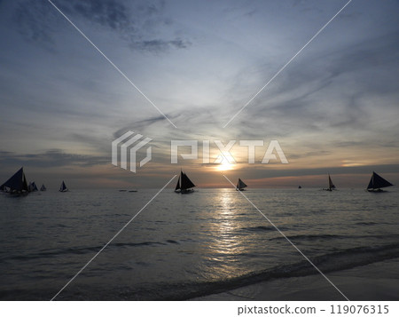 Sunset at White Beach on Boracay Island, Philippines, October Sunset at White Beach on Boracay Island, Philippines, October 119076315