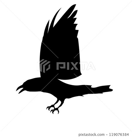 Bird Raven Crow Black Silhouette for Icon. 119076384