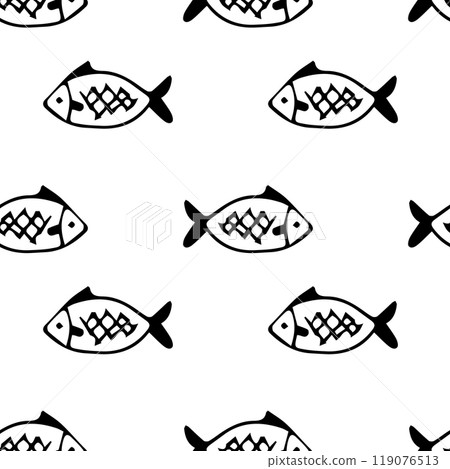 freshwater fish pattern on a white background. 119076513