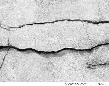 Crack Wall Texture Earthquake Broken Damage Concrete Cement Building White Background Break Piece Stone Scratch Grunge Line Crash Fracture Peeling White Grey Broken Structure Worn Dry Home Peel Stucco 119076812