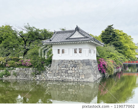moat near Odawara Castle in Kanagawa Prefecture. moat with water moat near Odawara Castle in Kanagawa Prefecture. moat with water 119077002