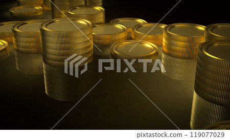 The gold coins on black background  for Business concept 3d rendering 119077029