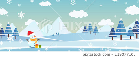 雪人與雪花的冬季仙境 119077103