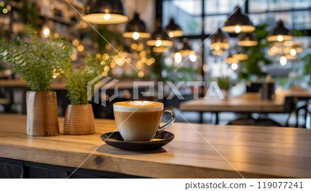 時尚的咖啡桌和咖啡 119077241