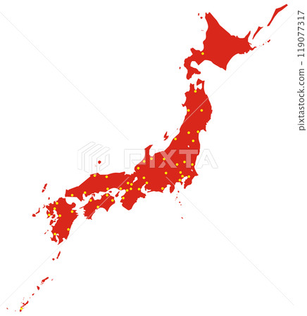 日本地圖縣城紅色 日本地圖縣城紅色 119077317