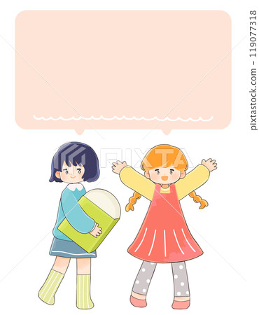 Child with eraser and speech bubble 119077318