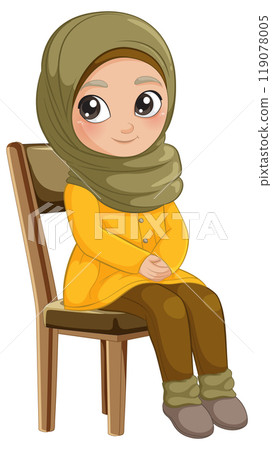 Young Girl Sitting on Chair Young Girl Sitting on Chair 119078005