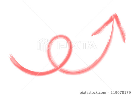 水彩風格箭頭，紅色曲線向右上升 119078179