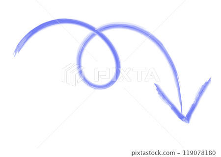 向右下降的藍色彎曲水彩箭頭 向右下降的藍色彎曲水彩箭頭 119078180