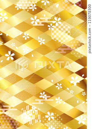 Japanese pattern New Year's card Cherry blossom background 119078300