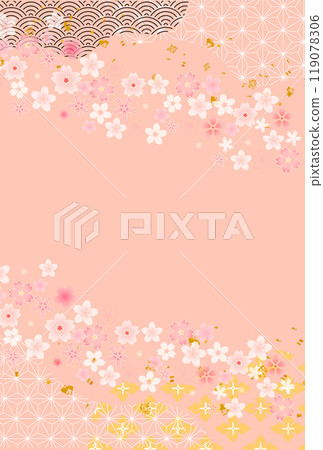 Japanese pattern New Year's card Cherry blossom background 119078306