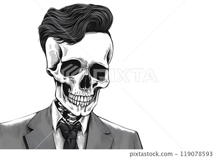 白色背景中穿著西裝的骨架商人的插圖 119078593