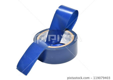 A roll of blue insulating tape. A roll of blue insulating tape. 119079403