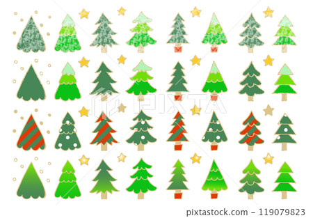 色彩繽紛的聖誕樹插圖集 119079823