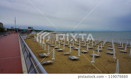 Adriatic sea with shore. Lignano Sabbiadoro, Italy. 119079880