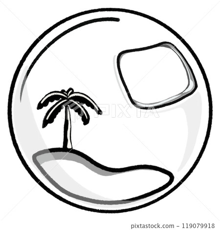 Glass ball with window and plant inside outline illustration, plant circle frame isolated 119079918
