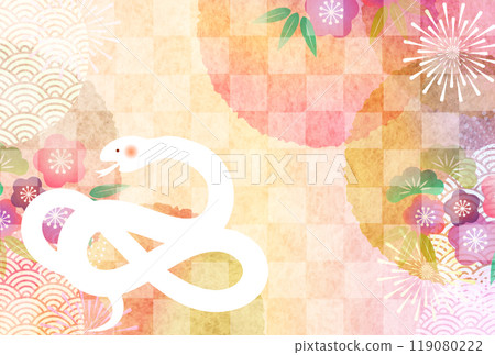 蛇新年卡片剪影背景 119080222