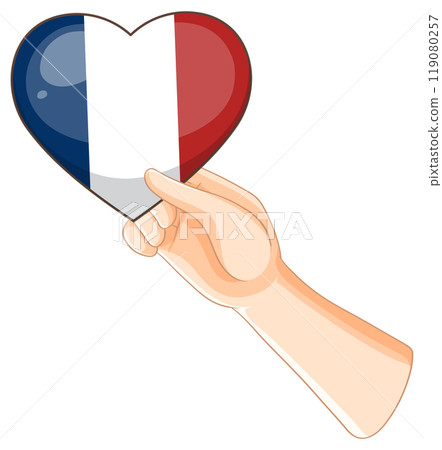 Heart-Shaped French Flag in Hand 119080257