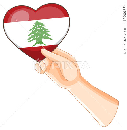 Heart-Shaped Lebanese Flag in Hand Heart-Shaped Lebanese Flag in Hand 119080274