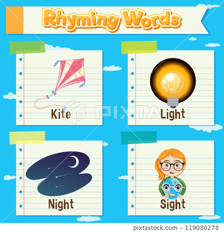 Rhyming Words Educational Illustration 119080278
